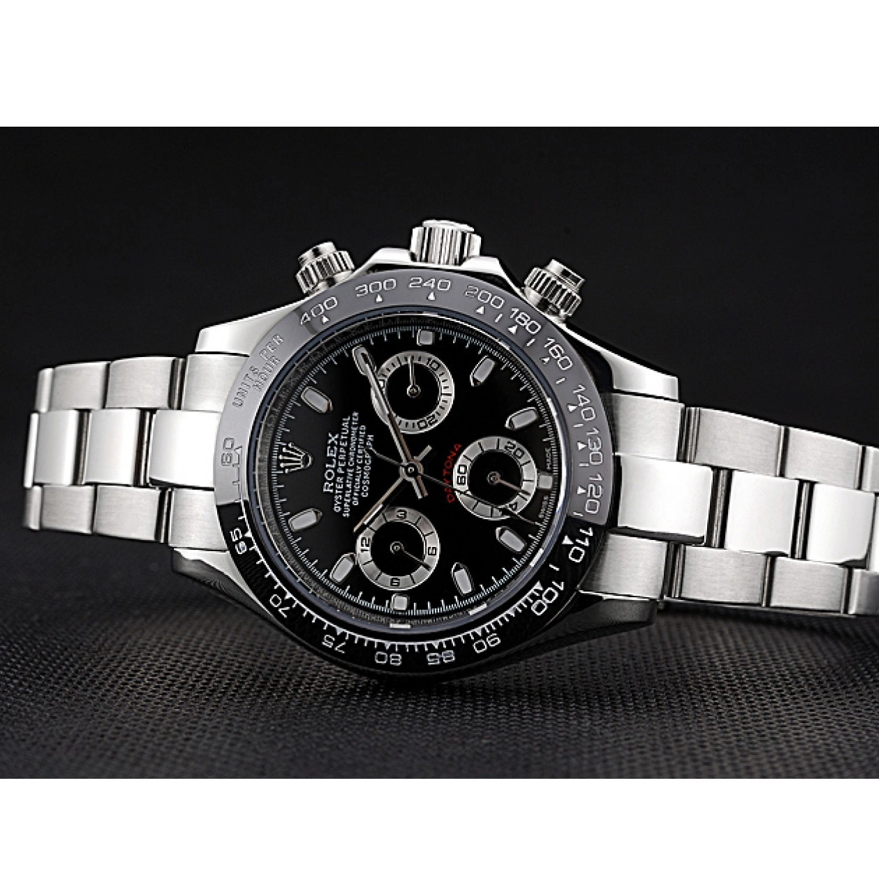 MiroTime 0715 Rolex Cosmograph Daytona Stainless Steel Case Black Silver Subdials Stainless Steel 622635